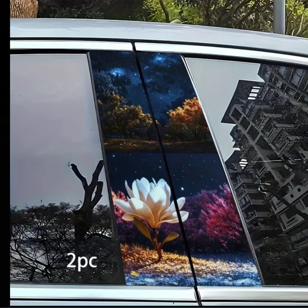 Car Window Decal with Floral and Nature Design